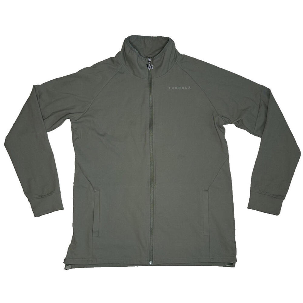 YoungLA Jacket Mens L Olive Green Full Zip Track  Athletic Jacket Lightweight